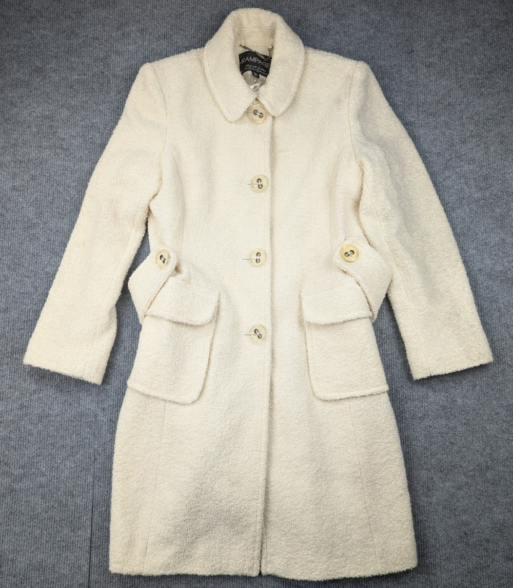 Vintage Rampage Pea Coat Womens Large Big Button Long Quiet Luxury Brat Minimal
